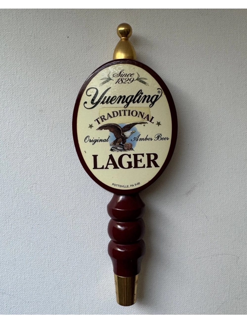 Vintage Yuengling Lager Beer Tap Handle Wood Plastic Pottsville PA Bar Pub